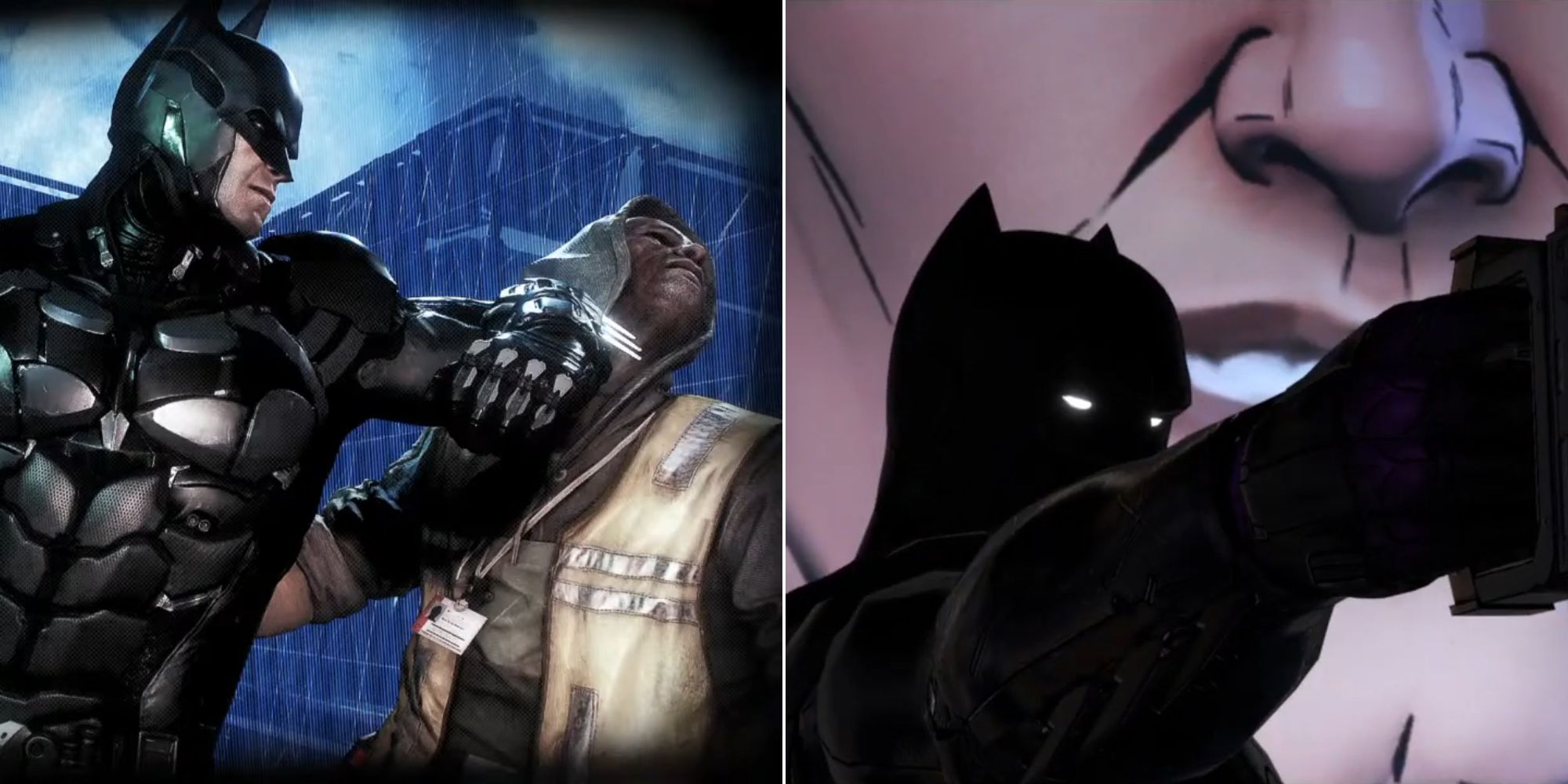 کلاژ مبارزه بتمن در سری Batman: Arkham Knight و Batman: The Telltale.
