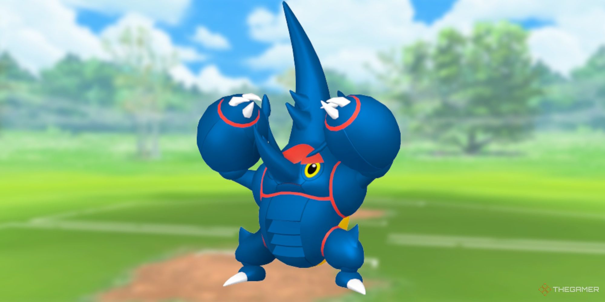 تصویر مگا هراکروس با میدان نبرد Pokemon Go به عنوان پس زمینه