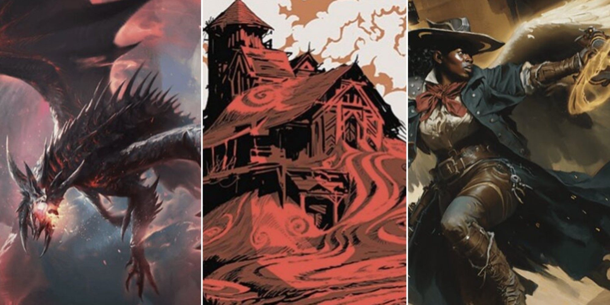 تحت تعقیب ترین عرشه فرمانده بهترین Outlaws Of Thunder Junction 10 آثار هنری از سه کارت مختلف Magic: The Gathering که در مجموعه Outlaws of Thunder Junction تجدید چاپ شدند.