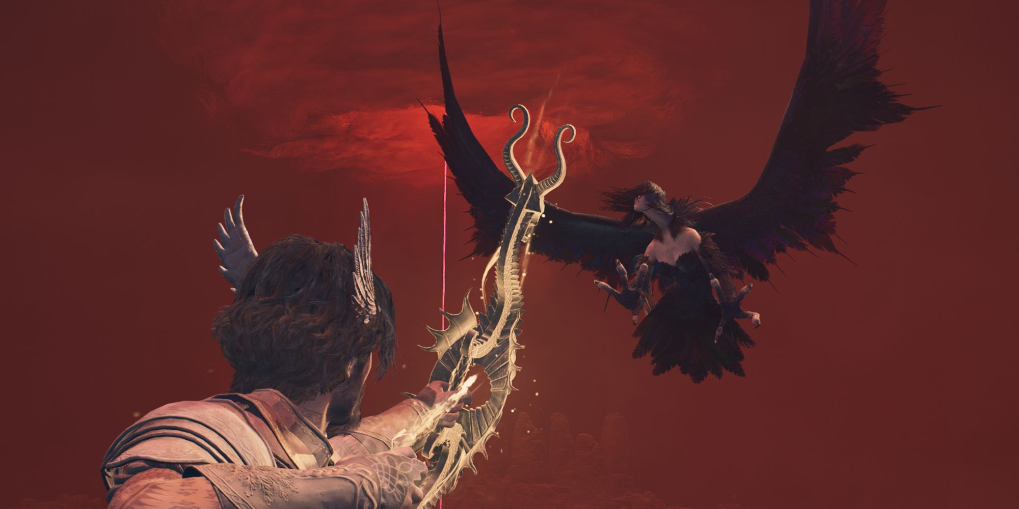 نحوه دریافت شاخ سیاه در اژدها 2 4 آریسن کمان جادویی خود را به سمت یک Succubus نشانه می رود - Dragon's Dogma 2