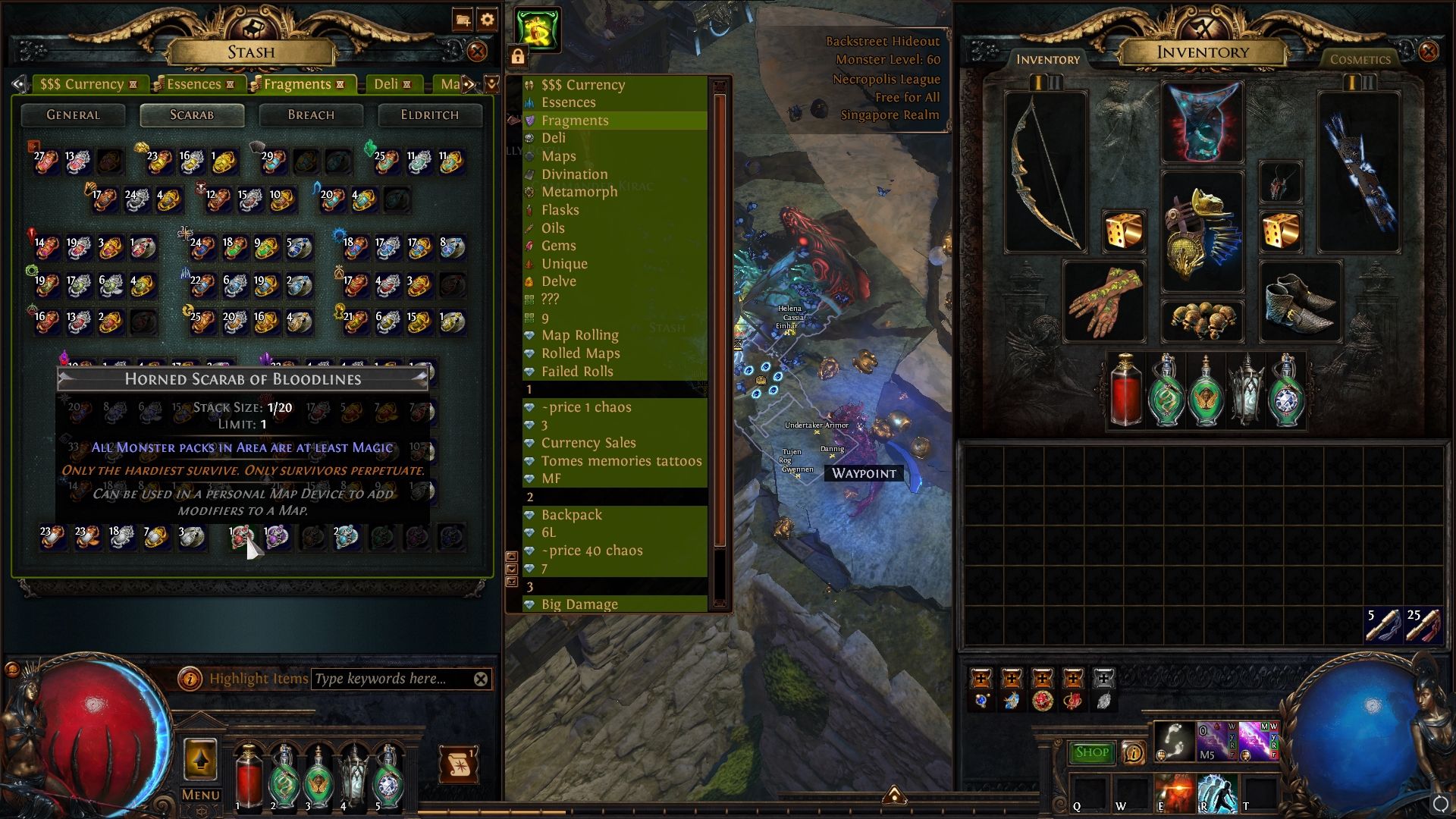 Scarab شاخدار Bloodlines در زبانه Scarab در Path of Exile