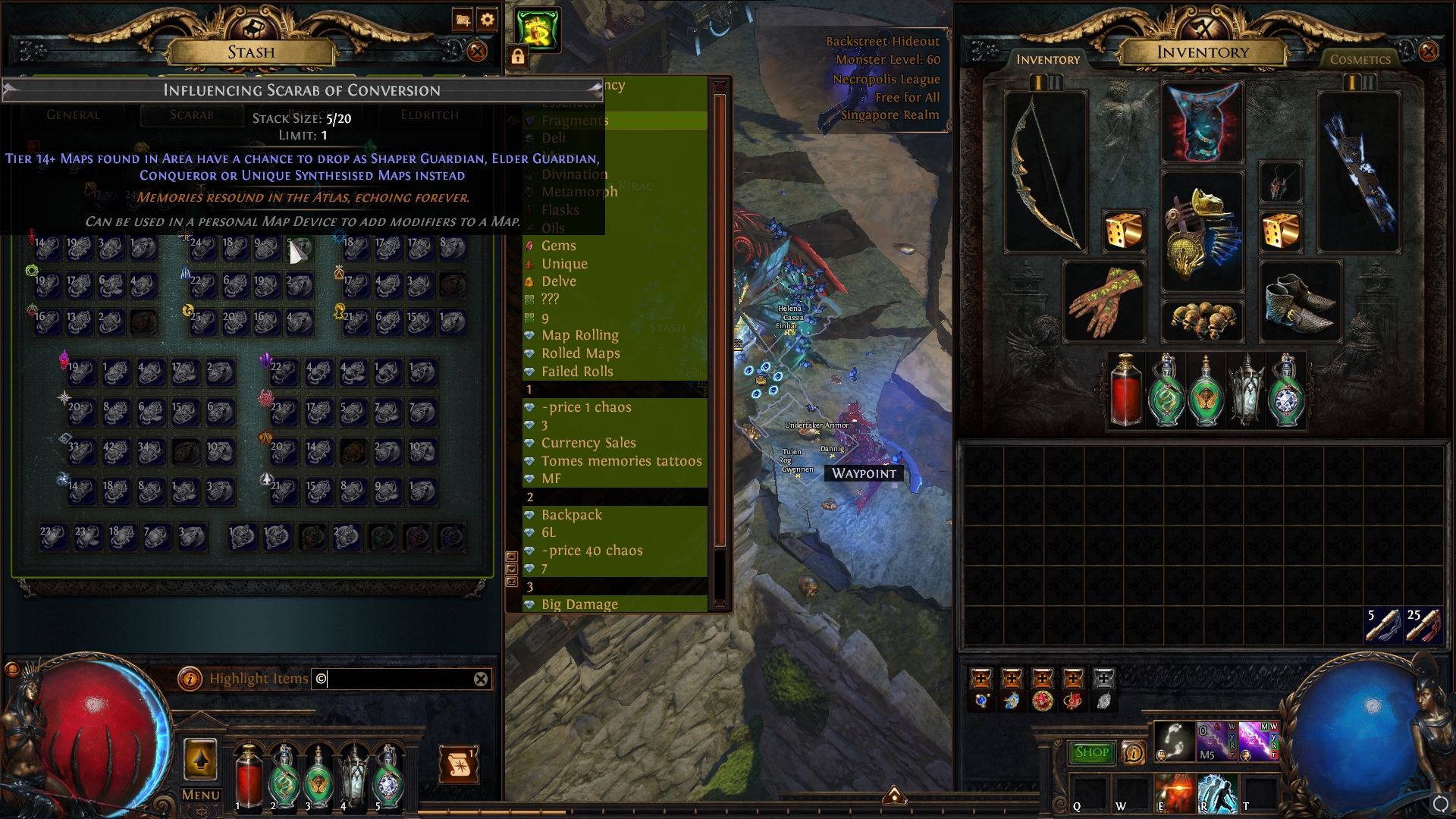 تأثیرگذاری Scarab of Conversion در زبانه Scarab در Path of Exile