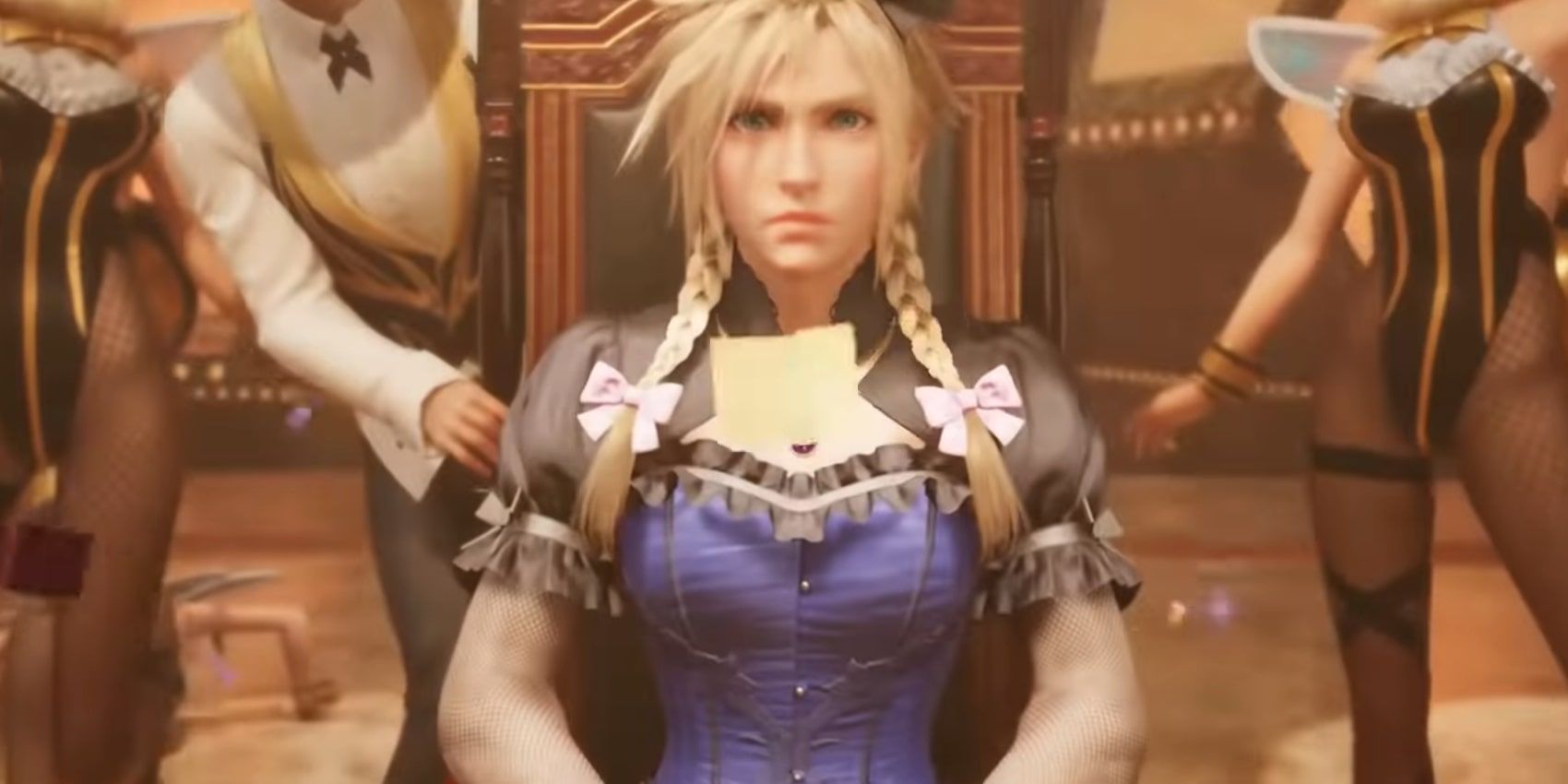 تصویری از Cloud در لباس آبی در Final Fantasy 7 Remake.
