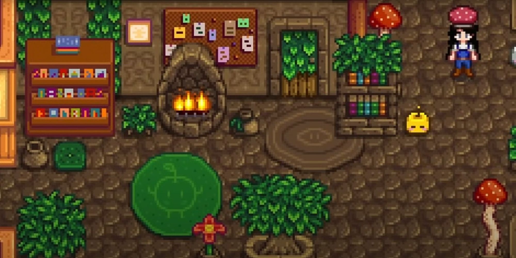 تصویری از Stardew Valley of the Junimo Catalogue که شامل مبلمان طبیعی و بسیاری از گیاهان مختلف است. 