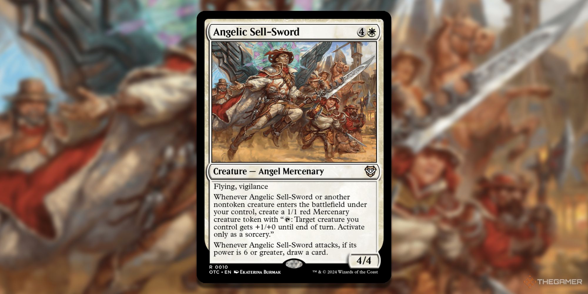 کارت MTG Angelic Sell-Sword و پس زمینه هنری