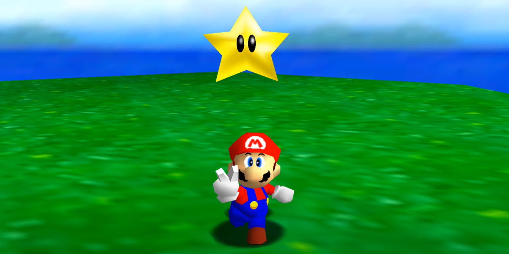 ماریو در حال جمع آوری یک ستاره قدرتمند در Super Mario 64
