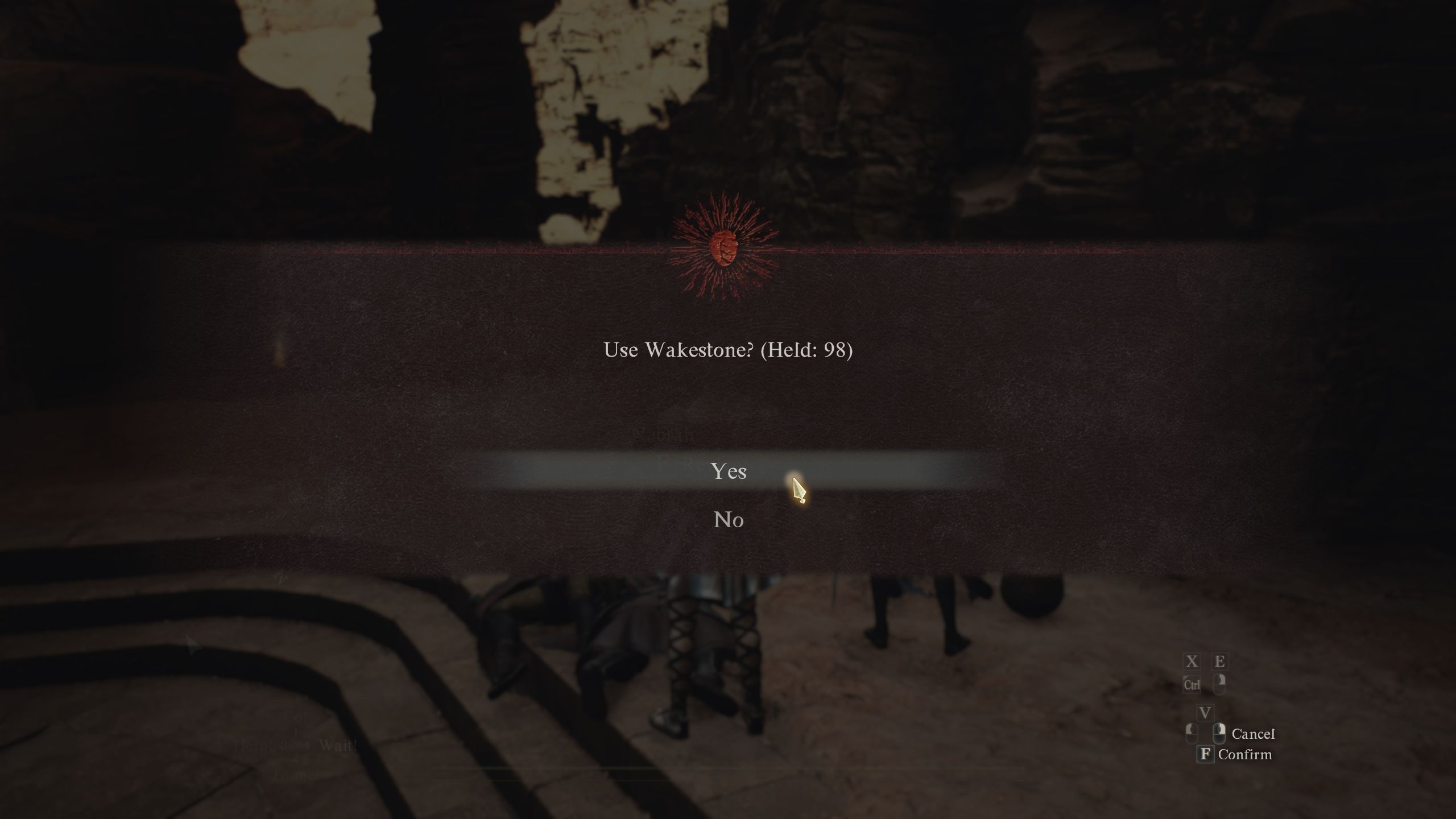 برخاسته و در شرف استفاده از ویک استون بر روی بدن مرده است - Dragon's Dogma 2