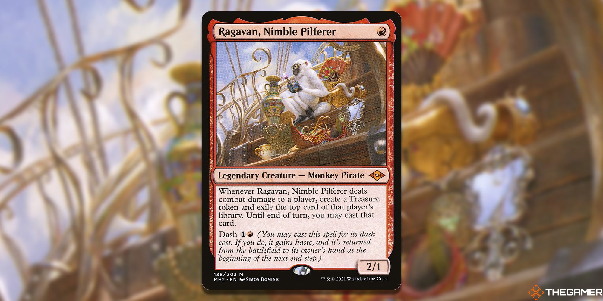 Ragavan، Nimble Pilferer Magic: The Gathering کارت روی آثار هنری پوشانده شده است.