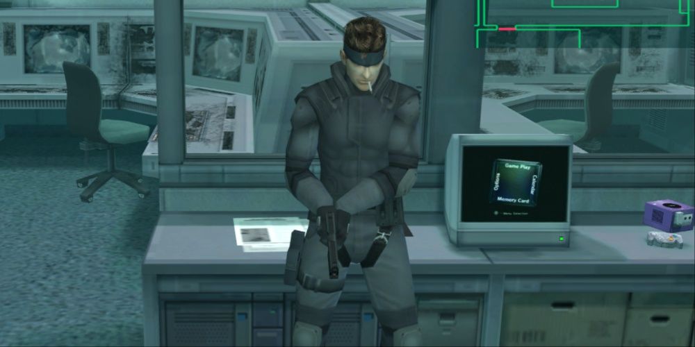 Snake پشت میز در Metal Gear Solid: The Twin Snakes پنهان می شود