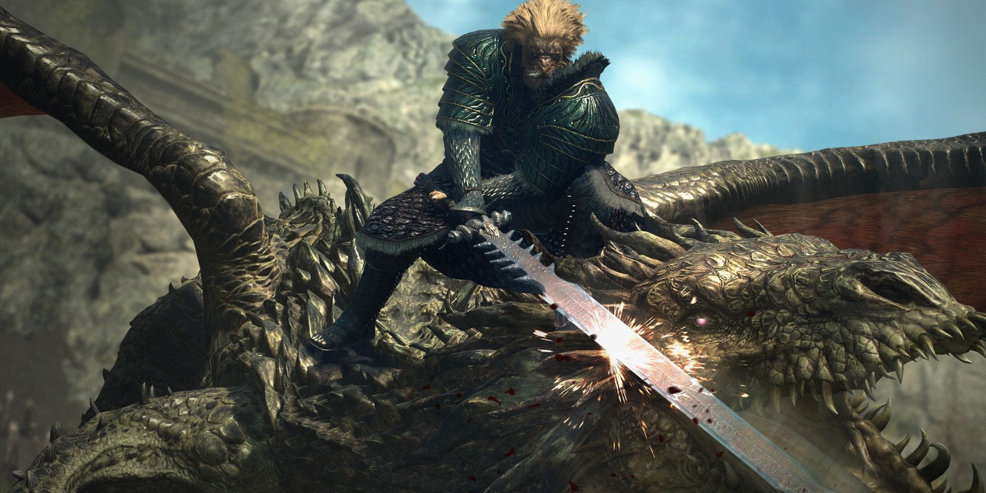 اگر در Dragon's Dogma 2 بتوانیم از هیولاها بالا بریم، باید از دیوارها هم بالا بریم 1 Dragon's Dogma 2 - Warrior Fighting A Dragon
