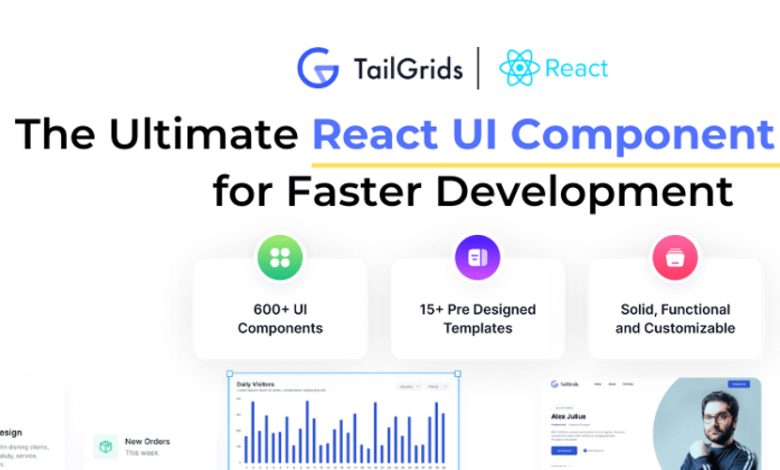 TailGrids React: 600+ کامپوننت Tailwind CSS React UI