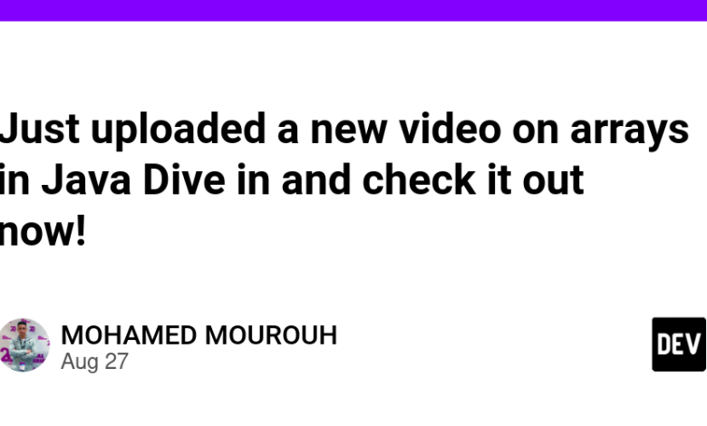فقط یک ویدیوی جدید روی آرایه ها در Java Dive in آپلود کردم و اکنون آن را بررسی کنید!