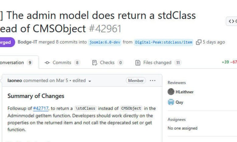 آماده سازی برنامه های افزودنی برای جوملا 6. CMSObject -> stdClass. آماده سازی برنامه های افزودنی برای جوملا 6. CMSObject -> stdClass.