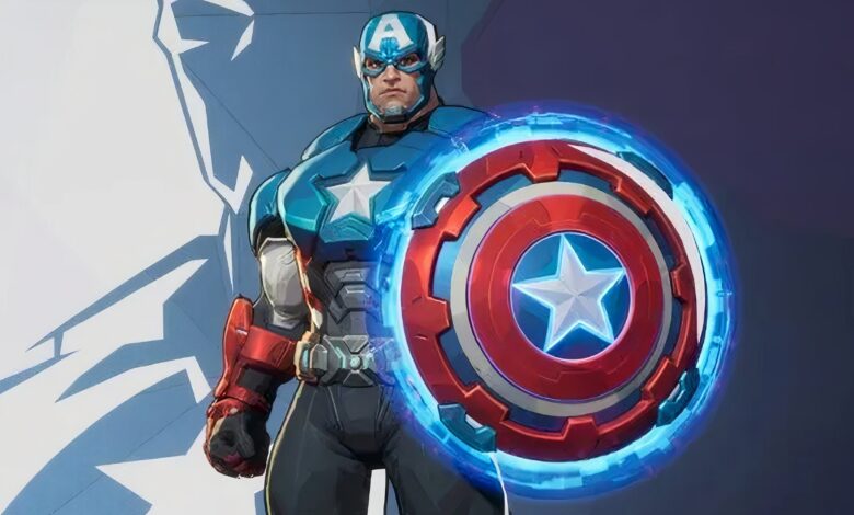 بازیکن Rivals Marvel Captain America Shield را نشان می دهد بازیکن Rivals Marvel Captain America Shield را نشان می دهد