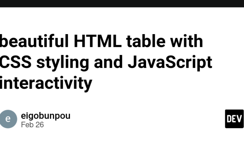 میز HTML زیبا با یک ظاهر طراحی شده CSS و تعامل JavaScript