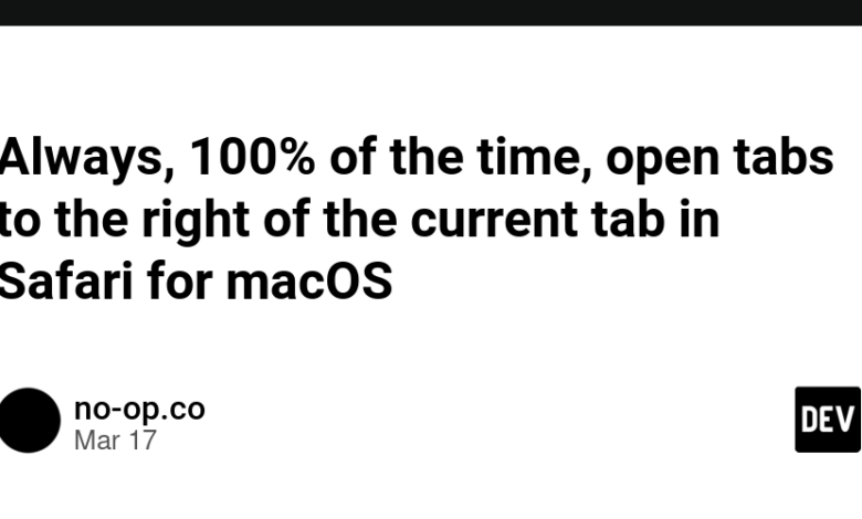 همیشه ، 100 ٪ از زمان ، زبانه ها را در سمت راست برگه فعلی در Safari برای MACOS باز کنید همیشه ، 100 ٪ از زمان ، زبانه ها را در سمت راست برگه فعلی در Safari برای MACOS باز کنید