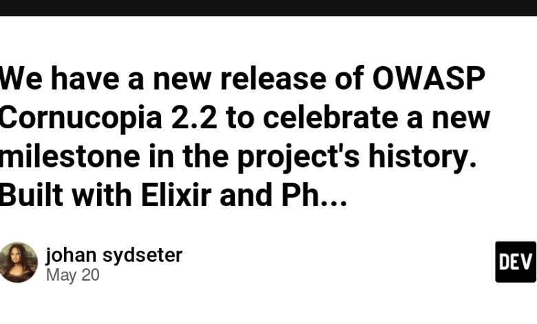 ما نسخه جدیدی از OWASP Cornucopia 2.2 را برای جشن گرفتن یک نقطه عطف جدید در تاریخ پروژه داریم. ساخته شده با Elixir و Phoenix. ما موتور بازی Cornucopia OWASP ، COPI را بر روی حساب Fly.io بنیاد OWASP فشار داده ایم تا بتوانید از بازی لذت ببرید. ما نسخه جدیدی از OWASP Cornucopia 2.2 را برای جشن گرفتن یک نقطه عطف جدید در تاریخ پروژه داریم. ساخته شده با Elixir و Phoenix. ما موتور بازی Cornucopia OWASP ، COPI را بر روی حساب Fly.io بنیاد OWASP فشار داده ایم تا بتوانید از بازی لذت ببرید.