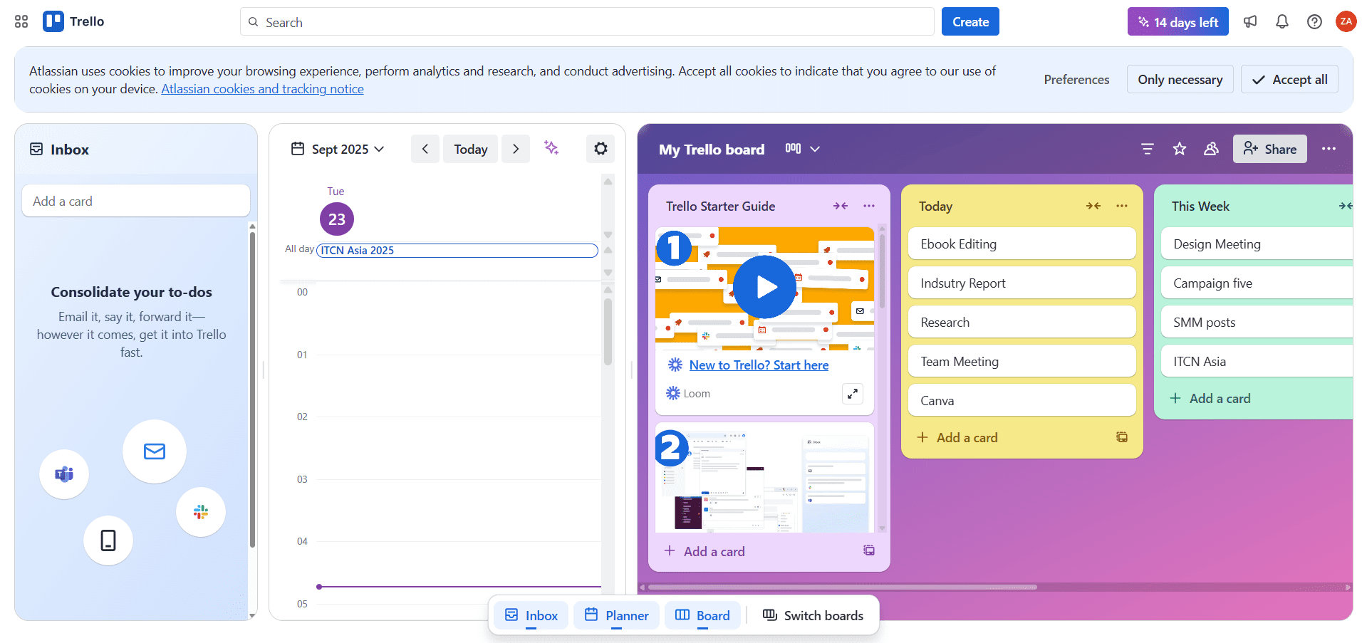 داشبورد Trello