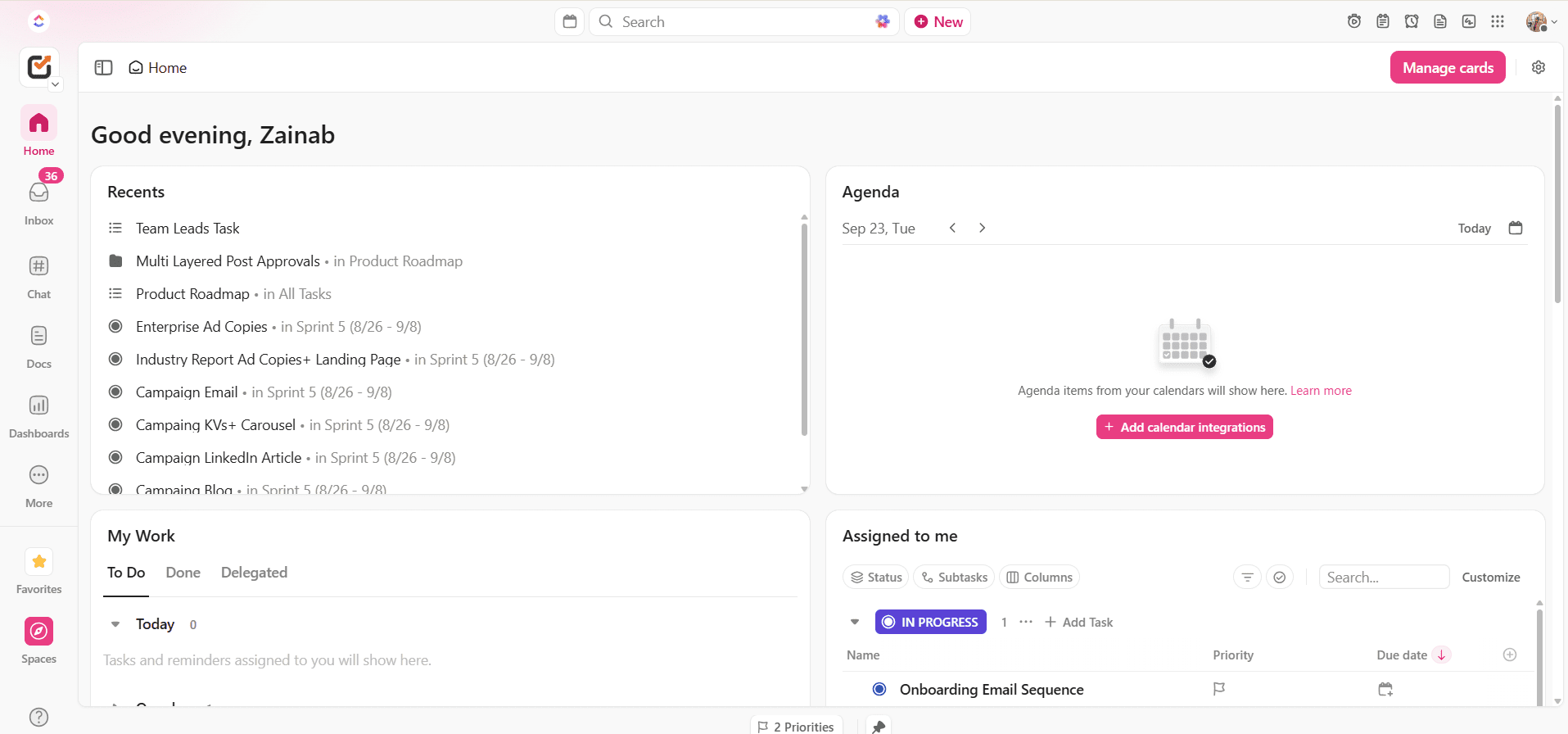 داشبورد کلیک آپ