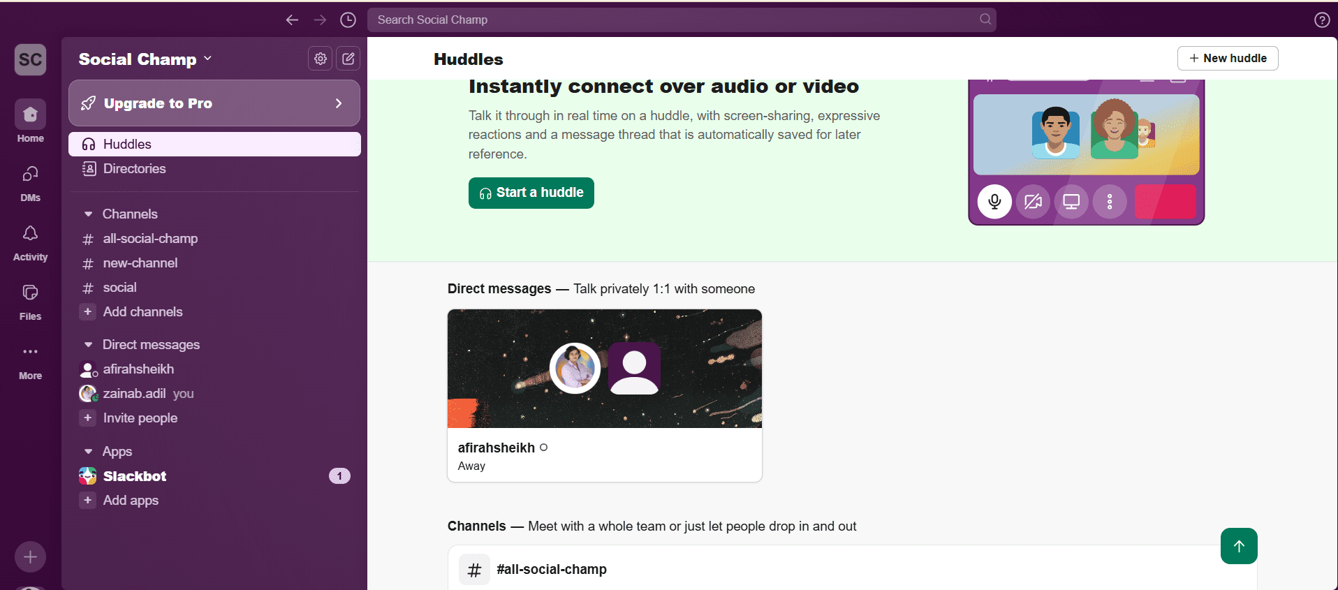 داشبورد Slack