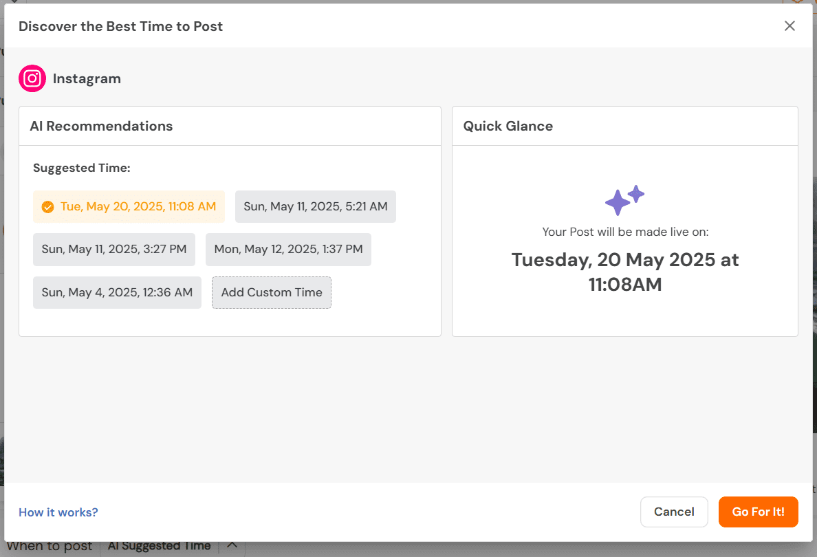 بهترین زمان Social Champ برای ارسال ویژگی