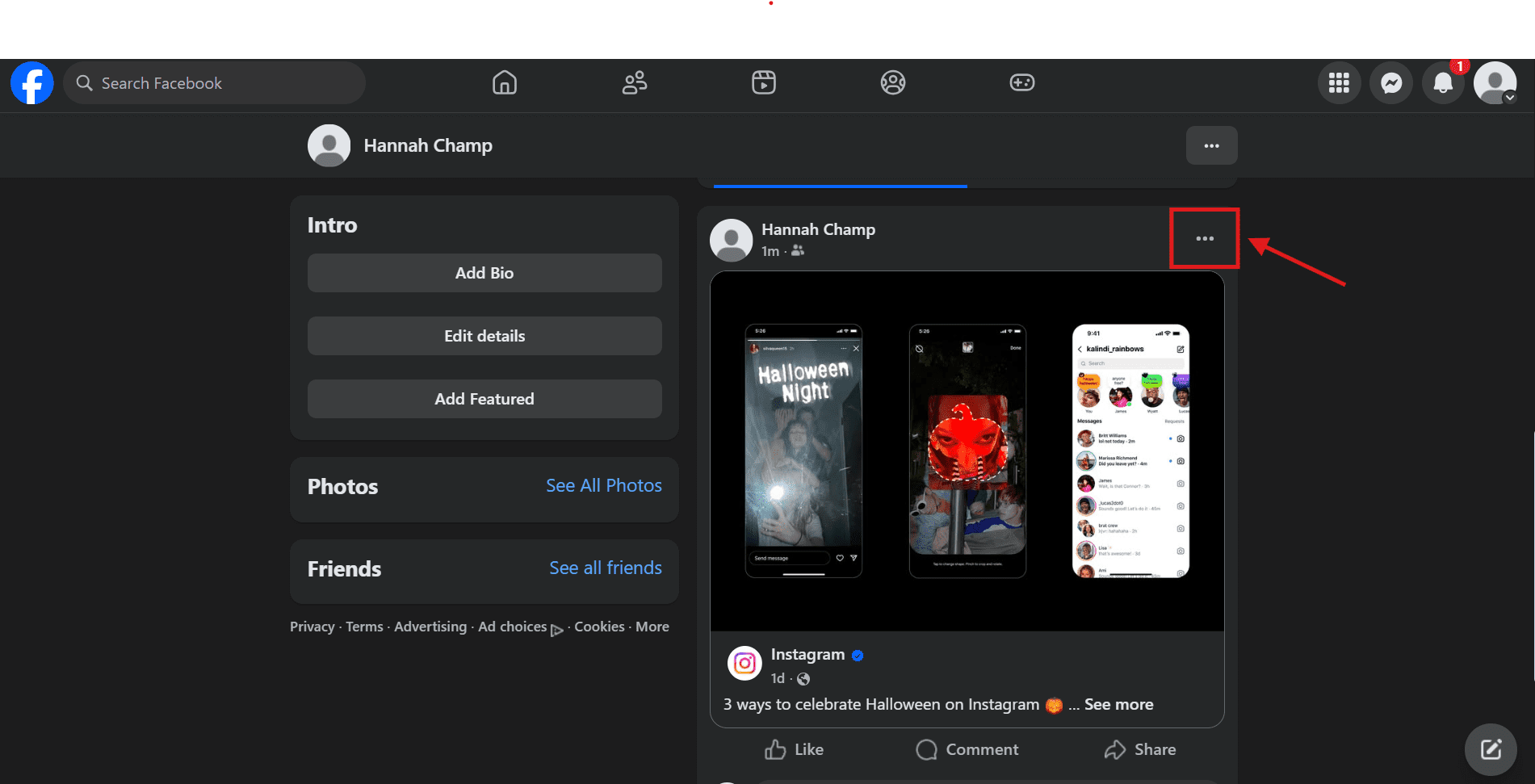 روی سه نقطه کلیک کنید