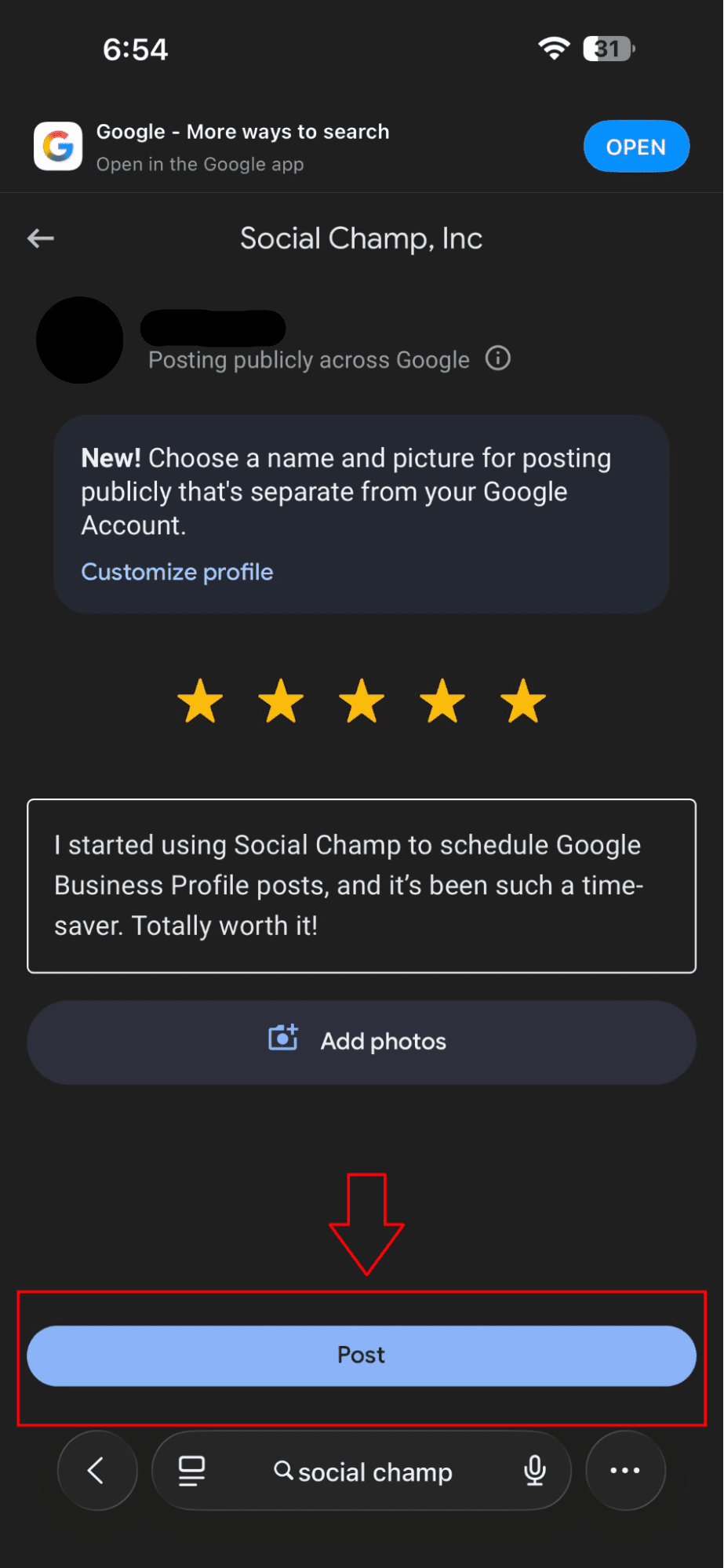 چگونه در گوگل نظر بدهیم (راهنمای گام به گام دسکتاپ و موبایل) 14 روی گزینه