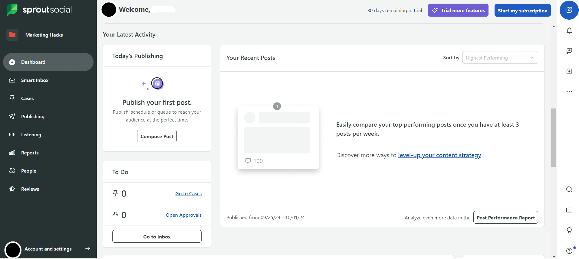 داشبورد Sprout Social