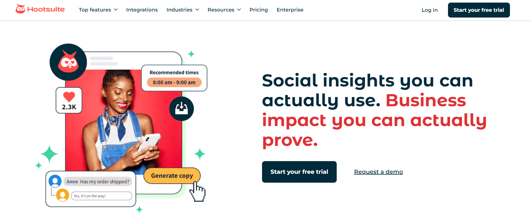 صفحه فرود Hootsuite