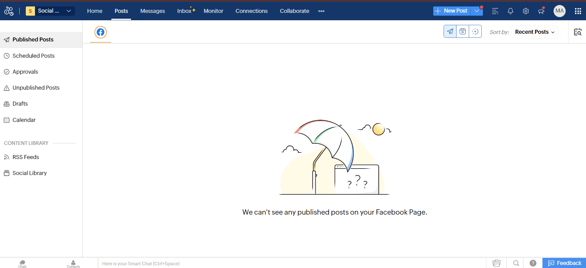 داشبورد Zoho Social