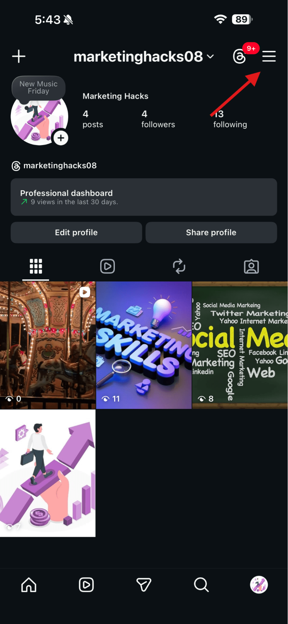 روی نماد منو ضربه بزنید