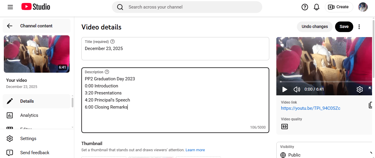 افزودن مهر زمانی در استودیوی YouTube
