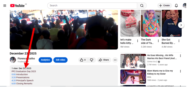 مهر زمانی در توضیحات ویدیو