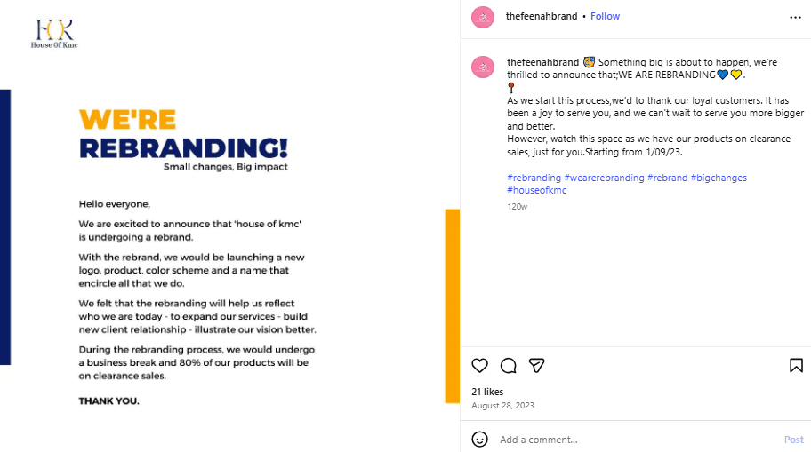 اطلاعیه تغییر برند در اینستاگرام