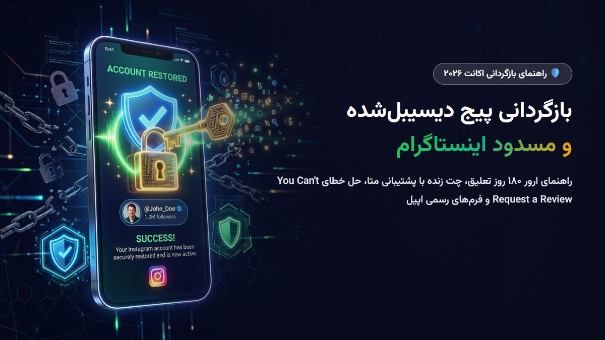 آموزش جامع بازگردانی پیج دیسیبل‌شده و مسدود اینستاگرام در سال ۲۰۲۶؛ راهنمای ارور ۱۸۰ روز تعلیق، چت زنده متا و فرم‌های رسمی