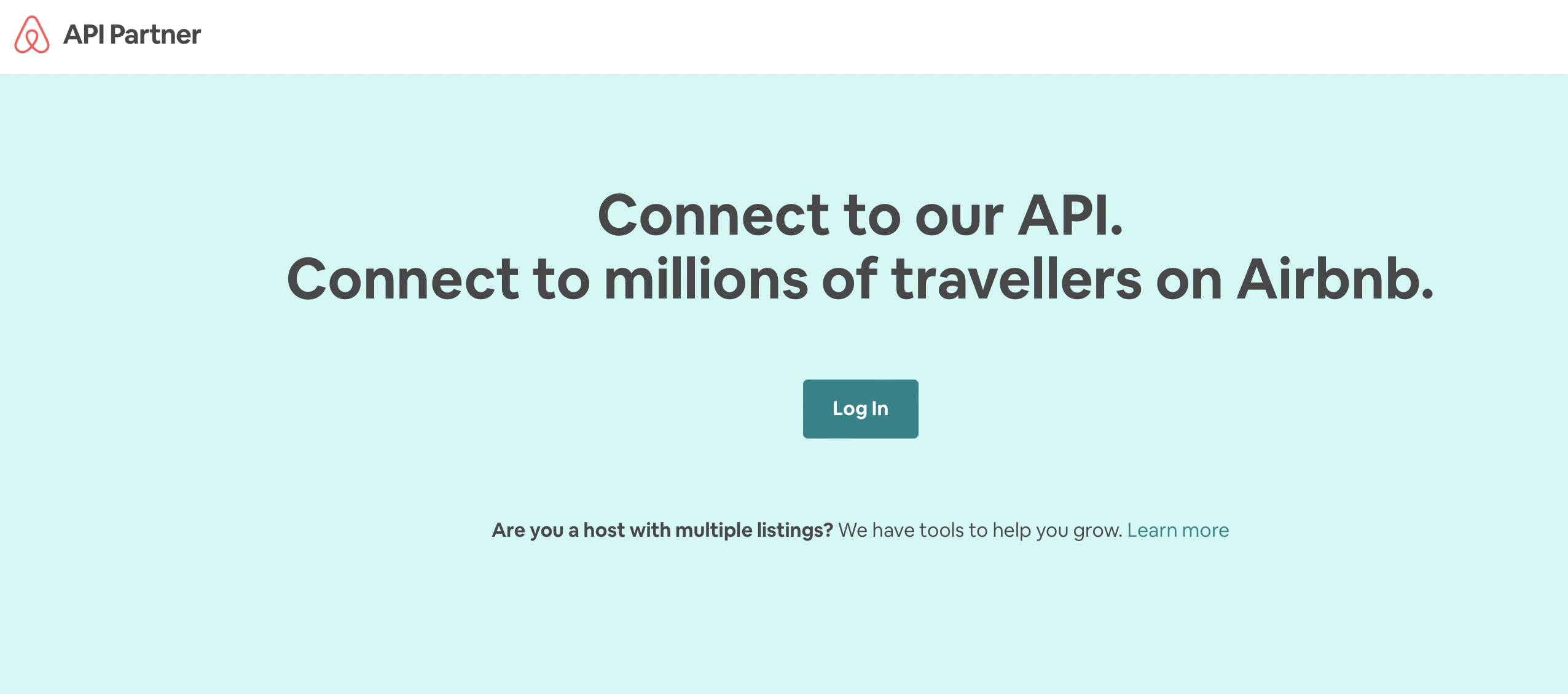 صفحه شریک airbnb از میزبان ها می خواهد که به api آن متصل شده و وارد شوند