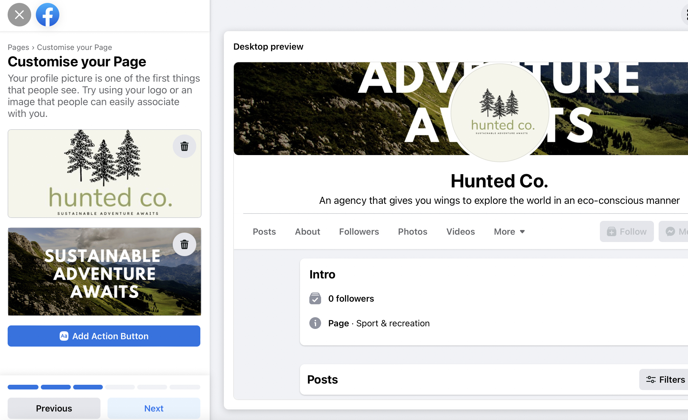 سفارشی کردن بخش صفحه از فرآیند ایجاد صفحه کسب و کار فیس بوک