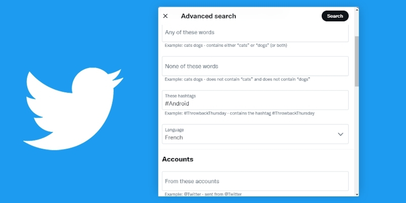 جستجوی پیشرفته توییتر بر اساس زبان