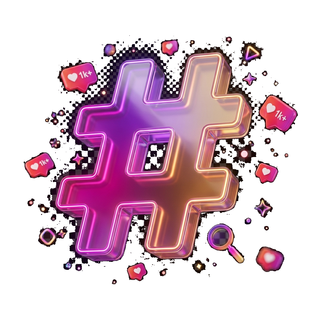 instagram hashtag 3d transparent